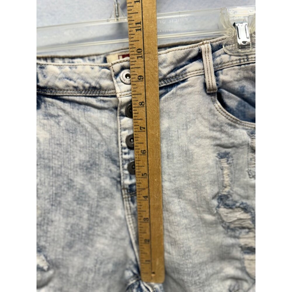 L.E.I. Ladies Juniors Distressed Button Fly Stretch Jeans Blue Size 13 Regular - Picture 10 of 14